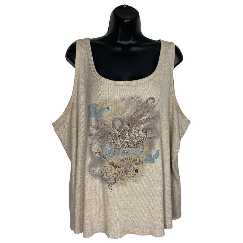 Venezia Y2K Tank Top Womens 22-24 T Shirt Angel Graphic Print Grunge Renaissance